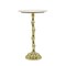 Gold Side Table with White Marble Top | Decorative Modern End Table | Bamboo Shape Aluminum Base | Accent Table for Living Room | 14x14x23.5"